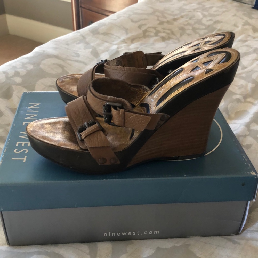 Nine West Leather Strappy Wedge